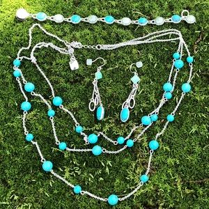 Chaps Turquoise Necklace Monet Earrings Bracelet